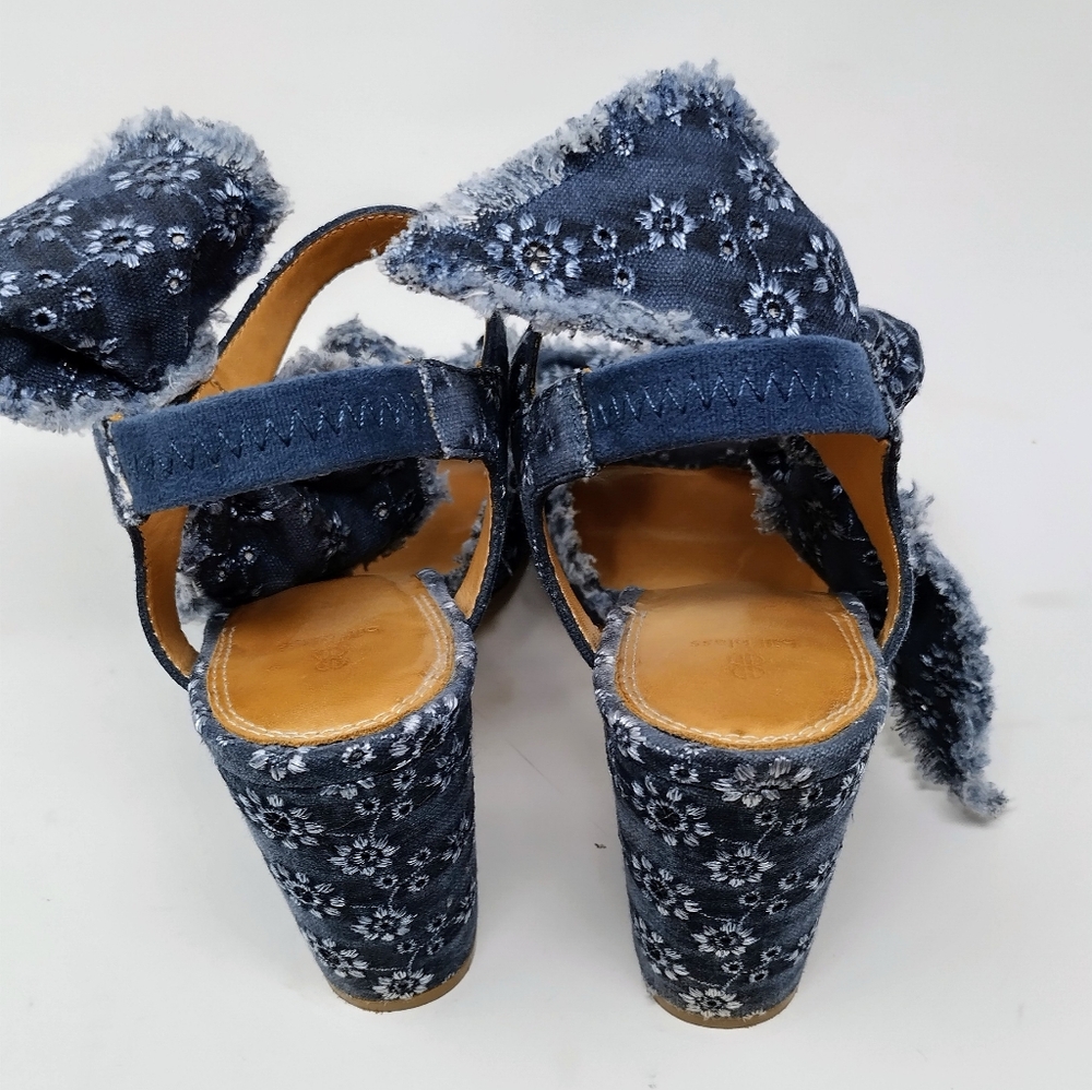 Anthropologie Bill Blass Carmen Denim Bow Block Heel Sandals - 8 - Picture 5 of 6